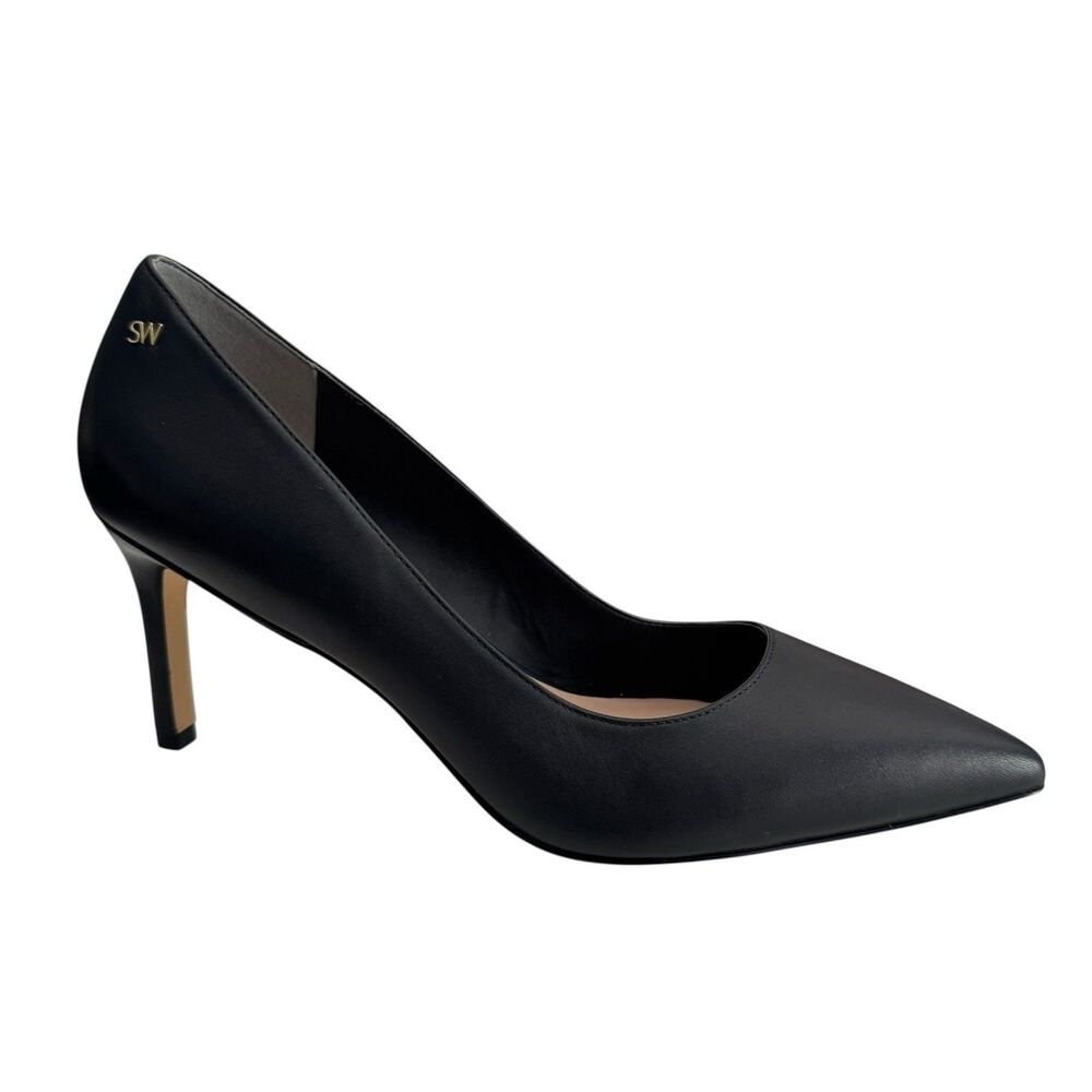 Stuart Weitzman Leigh 75 Womens 10B (9.5) Heel Pumps Black Leather Pointed Toe